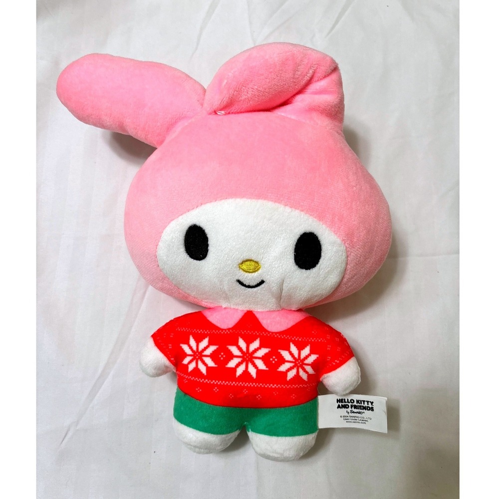 Sanrio My Melody Holiday Plush Red Snowflake Sweater Pink Bunny 10 Inch